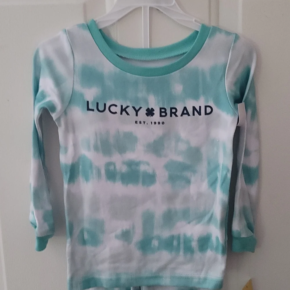 LUCKY BRAND GREEN/WHITE TIE DYE 2 PIECE PJ SET: NWT: SZ 3T